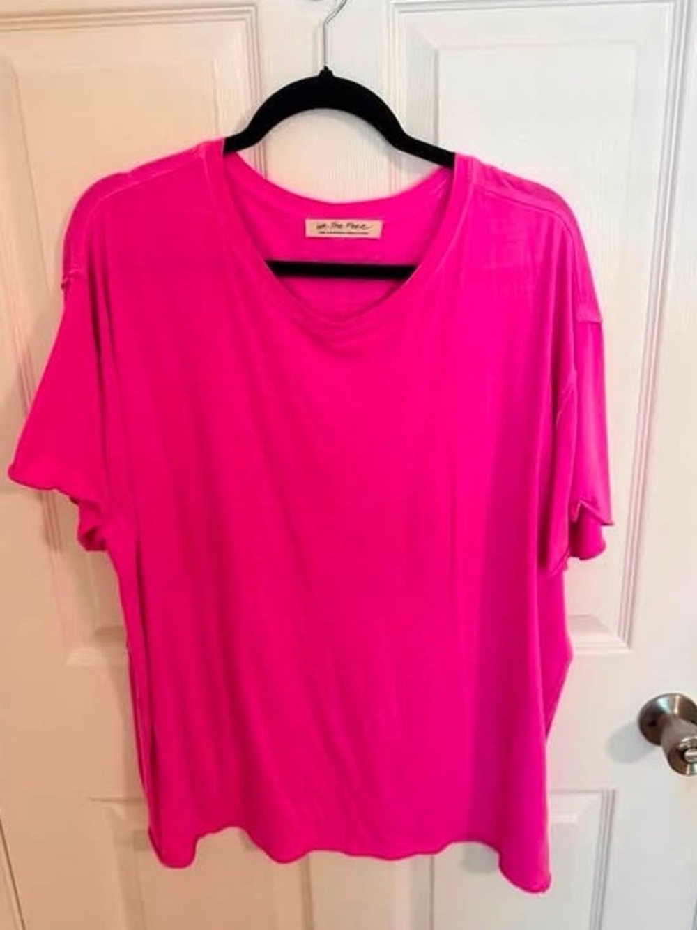 Free People Oversized Short Sleeve Tee in Hot Pink